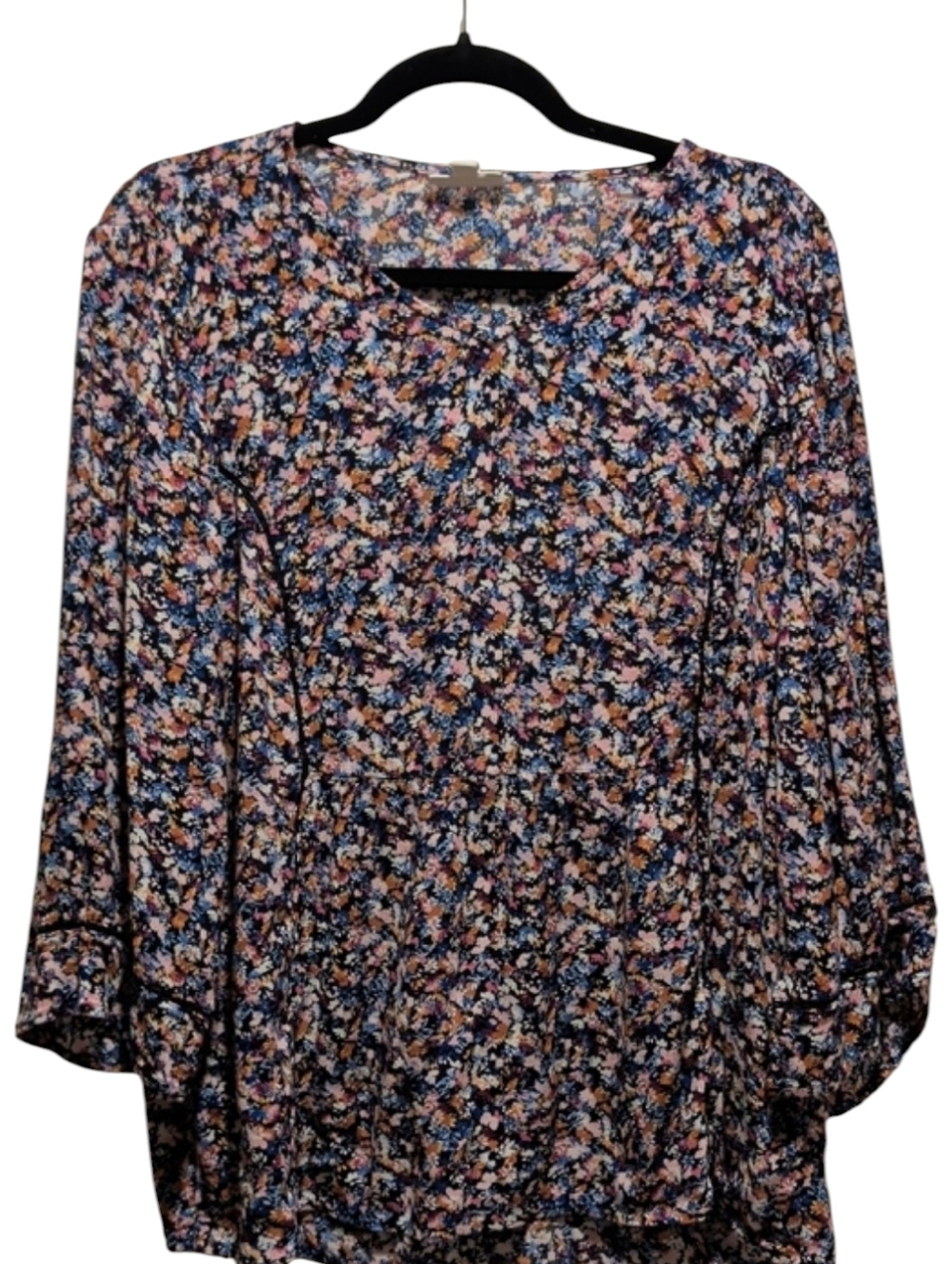J. Jill Multi-Color Floral Long-Sleeve Scoop Neck Top